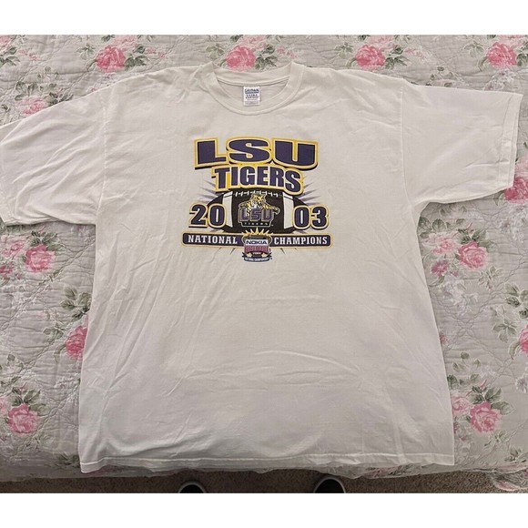 Vintage 2003 LSU Tigers National Champions T-shirt Size XXL 2X 2XL Nick Saban - Picture 1 of 9